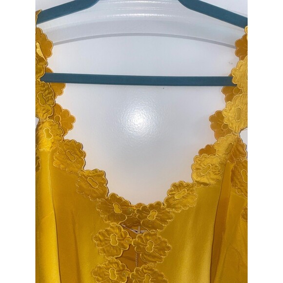 Doen Women’s Flores Silk Cami Top size M NWT Yellow Romantic Boho Retro - Picture 3 of 9